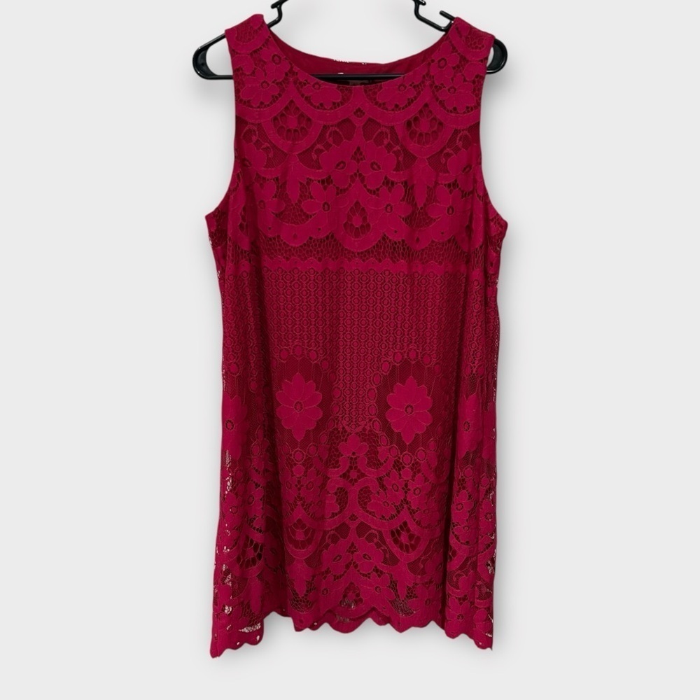 Sophie Max Pink Lace Sleeveless Shift Dress Large NWT